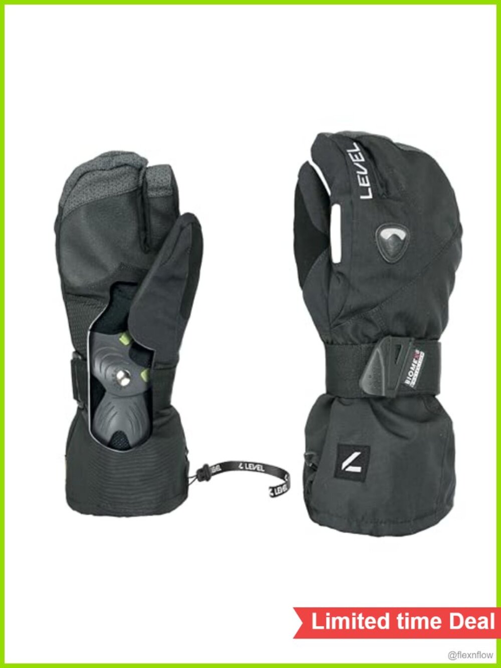 Snowboard Gloves with BioMex Wrist Guards Kevlar Palms